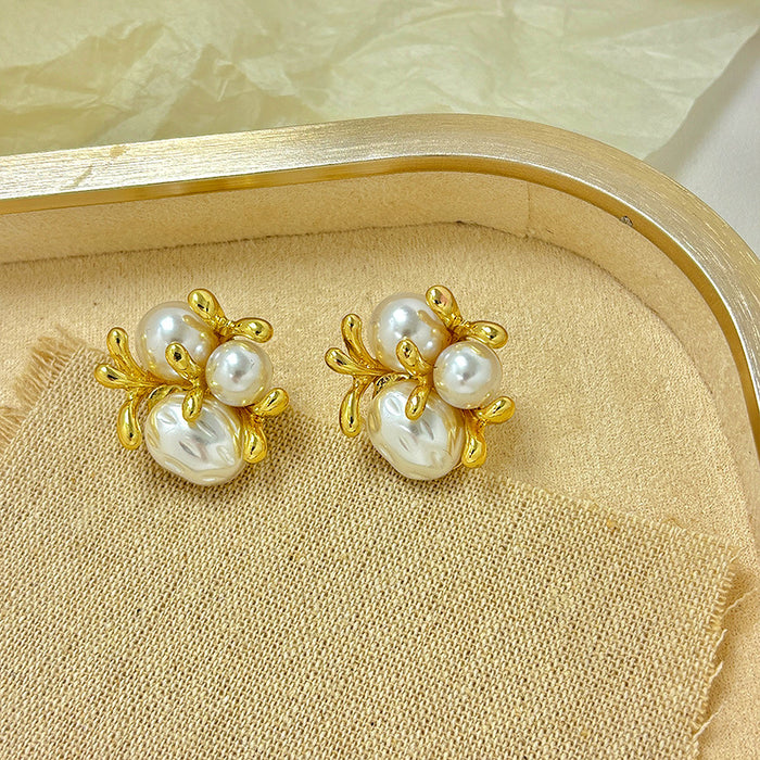 Wholesale Pearl Flower Ear Stud Women's  Earrings s925 Silver Needle