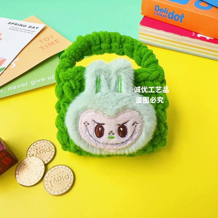 Wholesale New plush coin purse, hand knitted data cable storage bag, protective cover wholesale