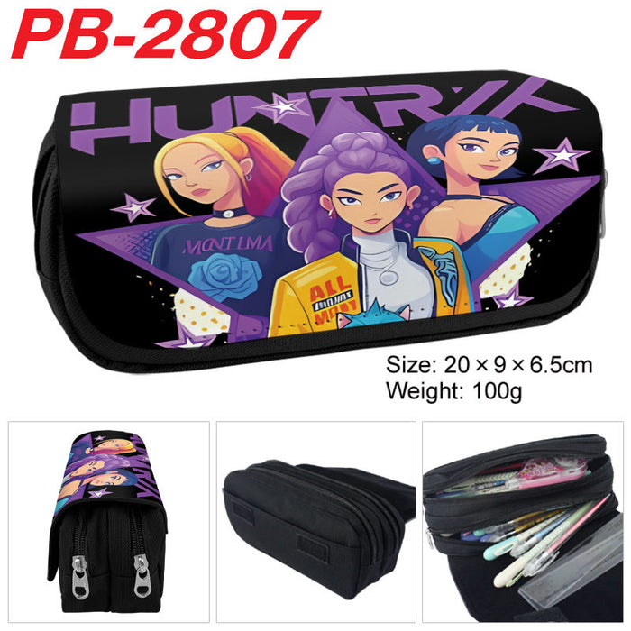 Wholesale Kpop pu full color cartoon student pencil case stationery box