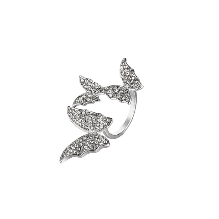 Wholesale Exaggerated Butterfly Open Ring Simple Open Finger Ring ins Wind Diamond Micro-inlaid Butterfly Ring
