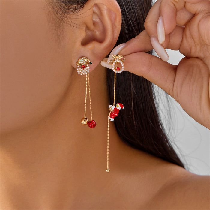 Wholesale Stylish Christmas Tassel Earrings Alloy Elk Design Party Jewelry Gift