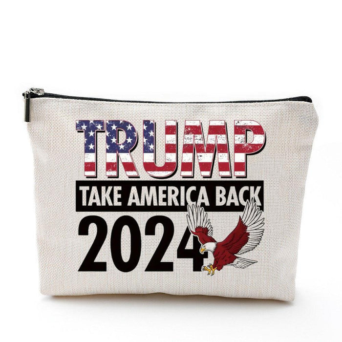 Wholesale linen double-sided printed cosmetic Makeup Bags