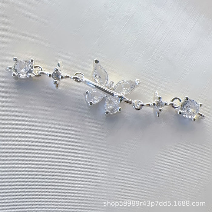 Wholesale Butterfly Moon Zircon Gold Electroplated Copper Beaded Bracelet MOQ≥3