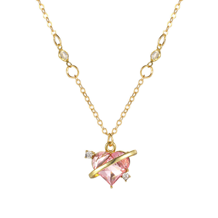 Wholesale Love Planet Sweet Pink Diamond Heart Pendant