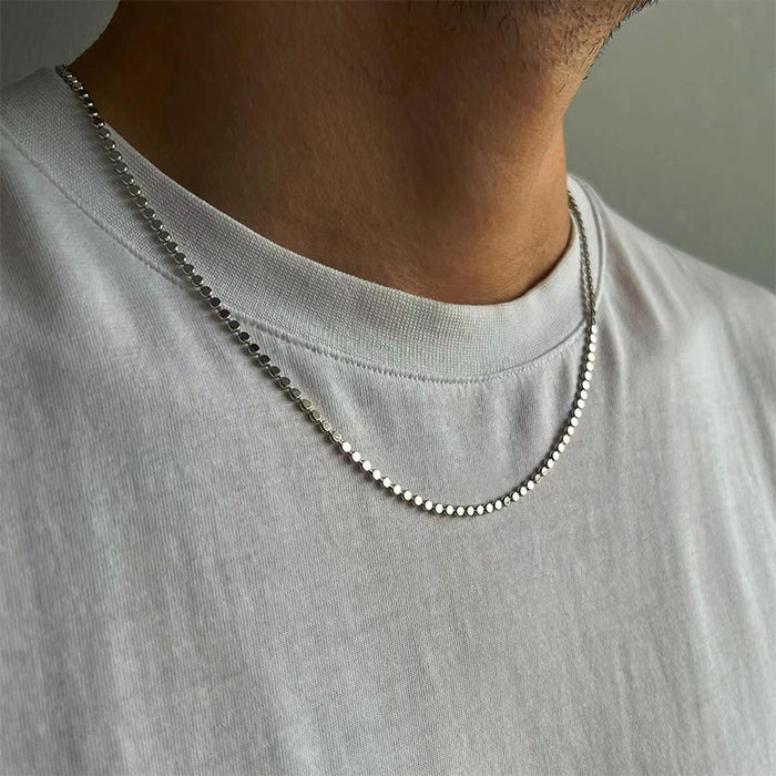 Wholesale Retro jewelry, simple geometric bead necklace, silver necklace