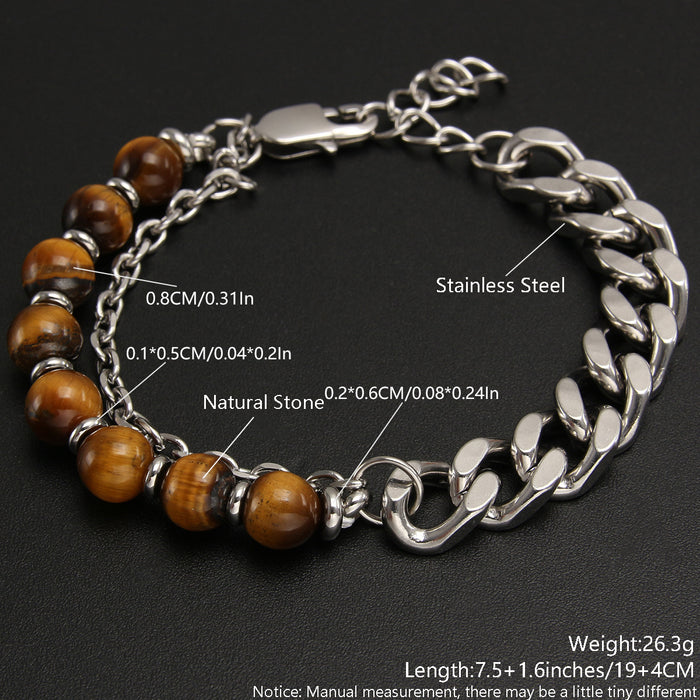 Wholesale Stainless Steel Double Sided Natural Stone Men's Bracelet JDC-BT-HongM003