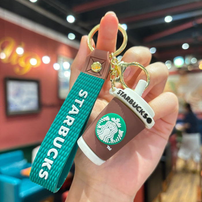 Wholesale Cup keychain cartoon exquisite car keychain milk tea cup student bag pendant