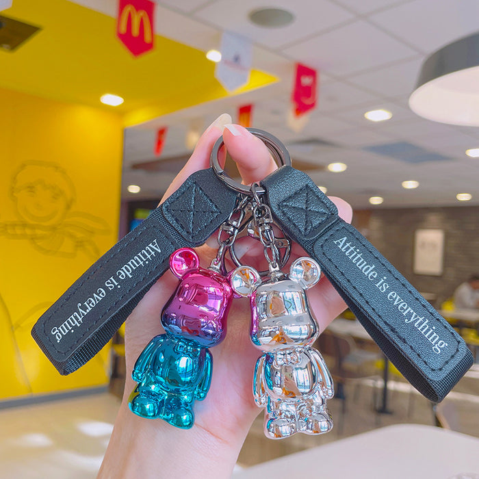 Wholesale Electroplating  bear schoolbag pendant small gift keychain accessories car key chain net red envelope bag ornaments