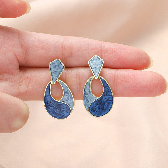 Wholesale Color blocking earrings, niche design, high-end earrings and accessories