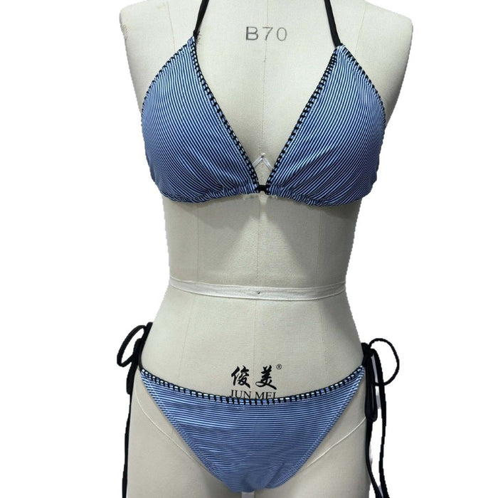 Wholesale Minimalist and sexy bikini striped drawstring hot spring swimsuit