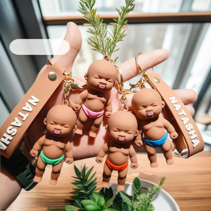 Wholesale 2pcs Cute 3D Doll Black Doll Toy Keychain