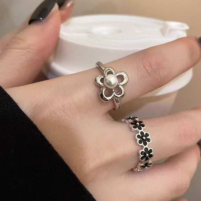 Wholesale Flower opening ring, female sweet retro temperament, index finger ring, high-end and versatile, niche ring