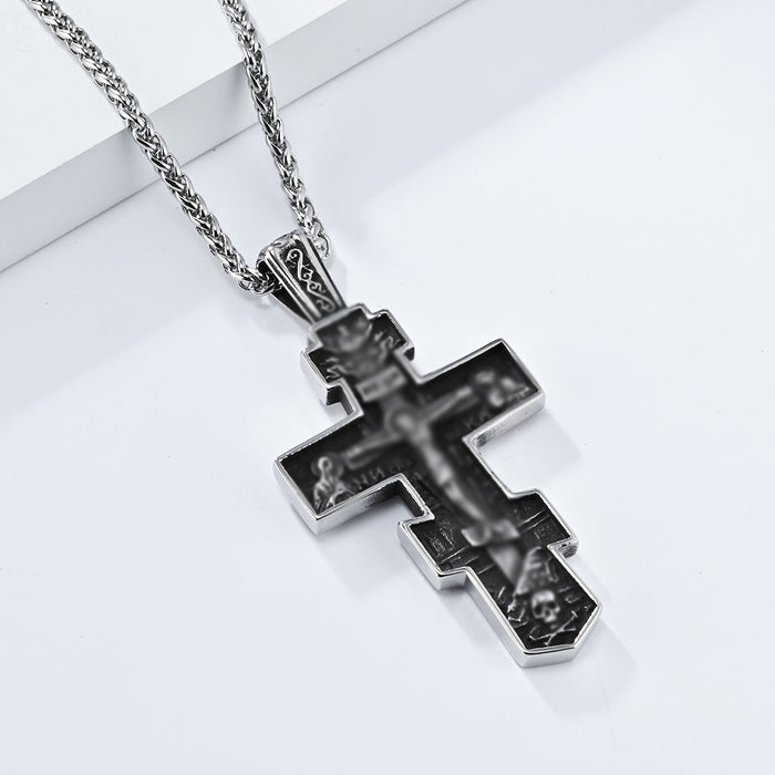 Wholesale Cross necklace personality old titanium steel cross pendant