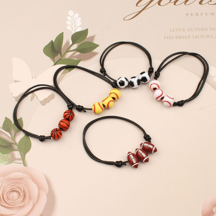 Wholesale Adjustable Elasticity Sports Bracelet, Football, Baseball Bracelet, Ball Beads, Handmade Rope