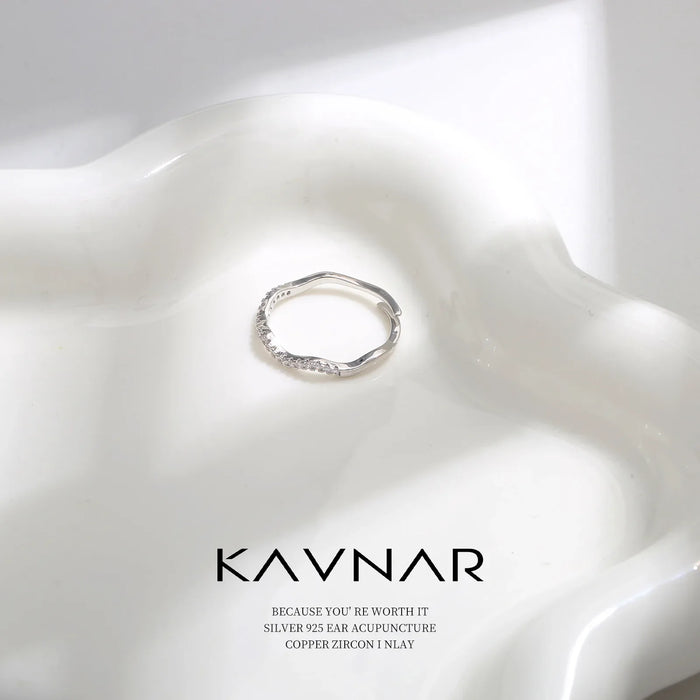 Wholesale Micro inlaid zircon open ring, non fading ring, female niche, high-end, light luxury style, personalized fashion, index finger ring