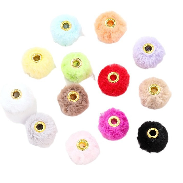 Wholesale 100PCS 20MM Straight Hole Plush Ball Spacer Beads JDC-BDS-NanT008