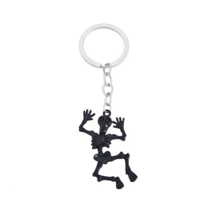 Wholesale Skull Keychain Halloween Animal Bat Cat Alloy Dripping Oil Spider