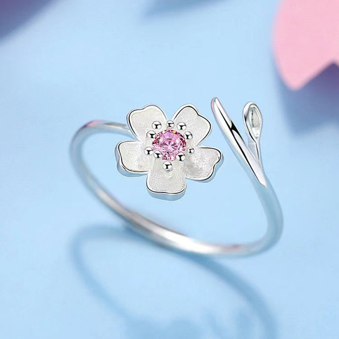 Wholesale Pink Diamond Flower Alloy Ring JDC-RS-TongS007