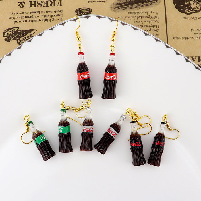 Wholesale Cartoon Beverage Bottle Resin Earrings JDC-ES-niqing027