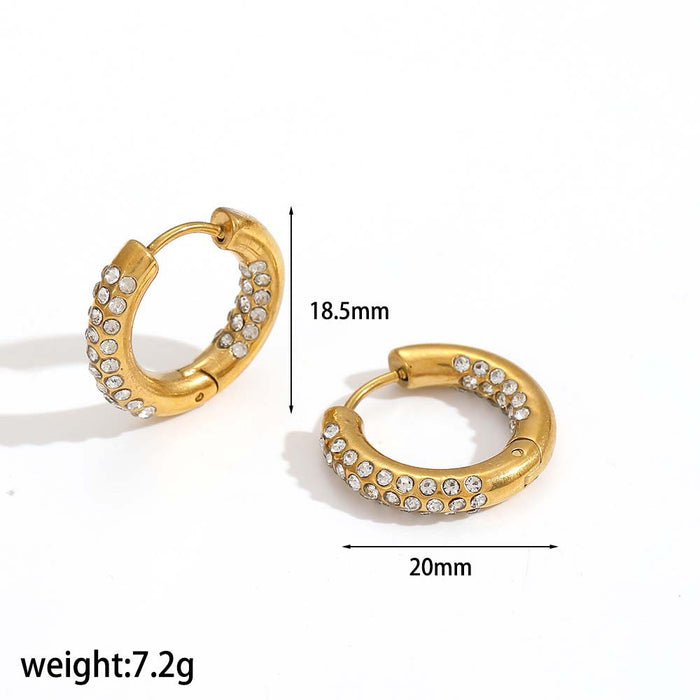 Wholesale Zircon stainless steel earrings with simple and versatile titanium steel diamond studded ear buckles