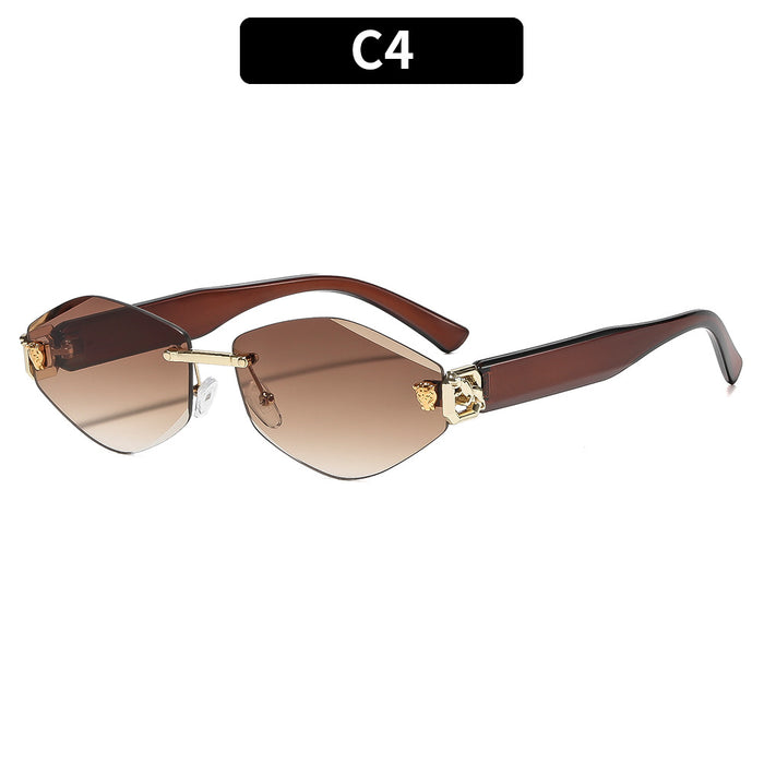Wholesale Frameless Sunglasses Gold Frame Gray Lens UV400 Street Fashion Accessory