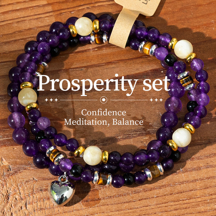 Wholesale Bohemian Heart Stone Bracelet Minority Ethnic Style Multi-layer Stacked Crystal Bracelet