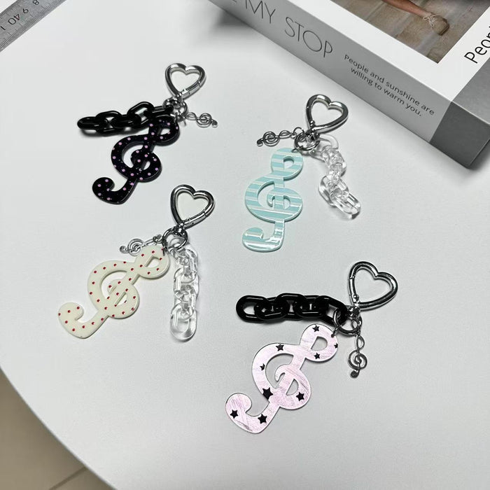 Wholesale Polka dot striped musical note star keychain