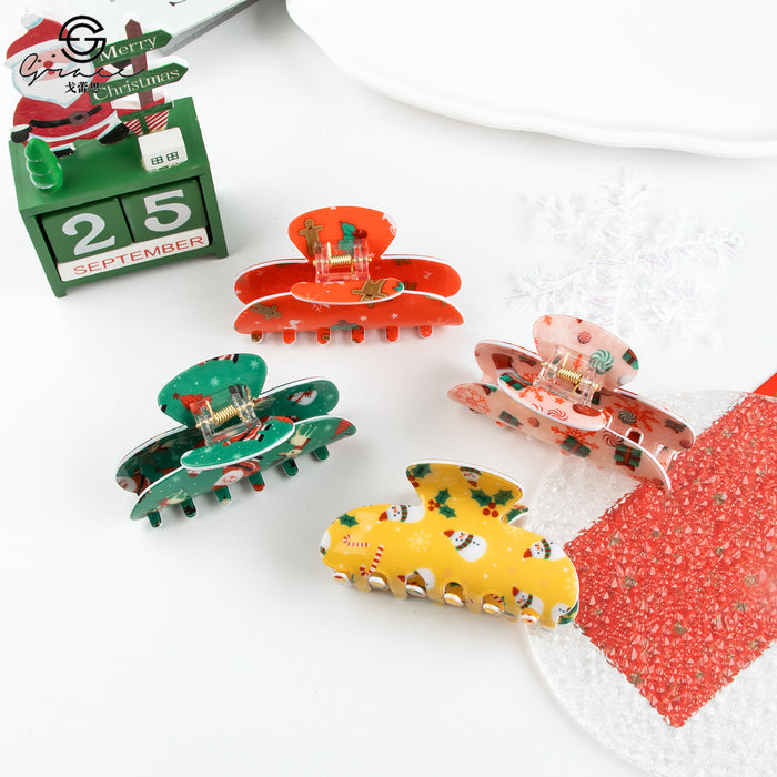 Wholesale Christmas Bear-Shaped Cookie Hair Clip Cute Claw Clip  Cane Gift Claw Clip Holiday Hair Accessory