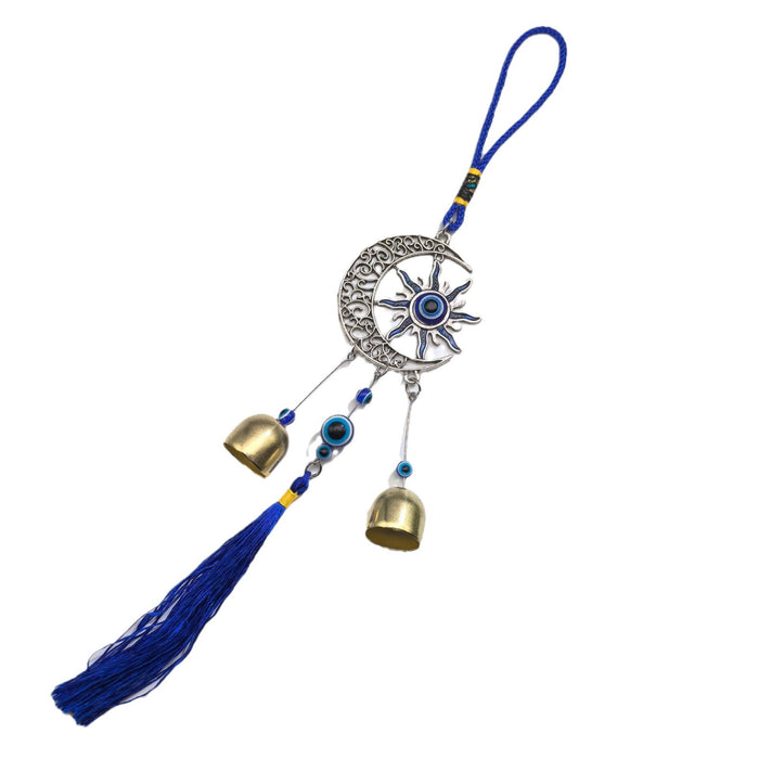 Wholesale Metal copper wind chime pendant, door decoration, copper bell, wind chime, auspicious retro blue pendant