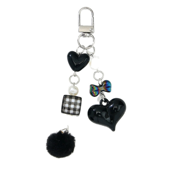 Wholesale Stylish Green Acrylic Beaded Keychain Heart Bag Charm Fashion Accessory Gift MOQ≥2