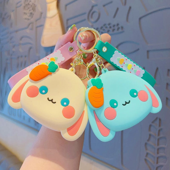 Wholesale Cute Rabbit Coin Purse Silicone Card Bag Mini Children's Wallet Hanging Cartoon Keychain School Bag Bag Pendant