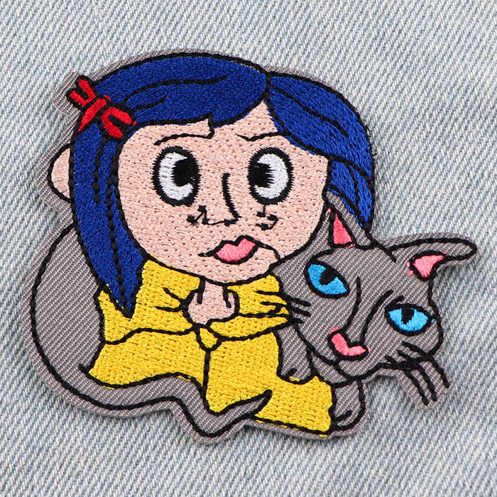 Wholesale Cartoon Embroidery Cloth Patches for Clothing and Bags Hot Melt Adhesive Backing Fabric