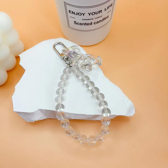 Wholesale bear butterfly mobile phone pendant crystal beaded key pendant