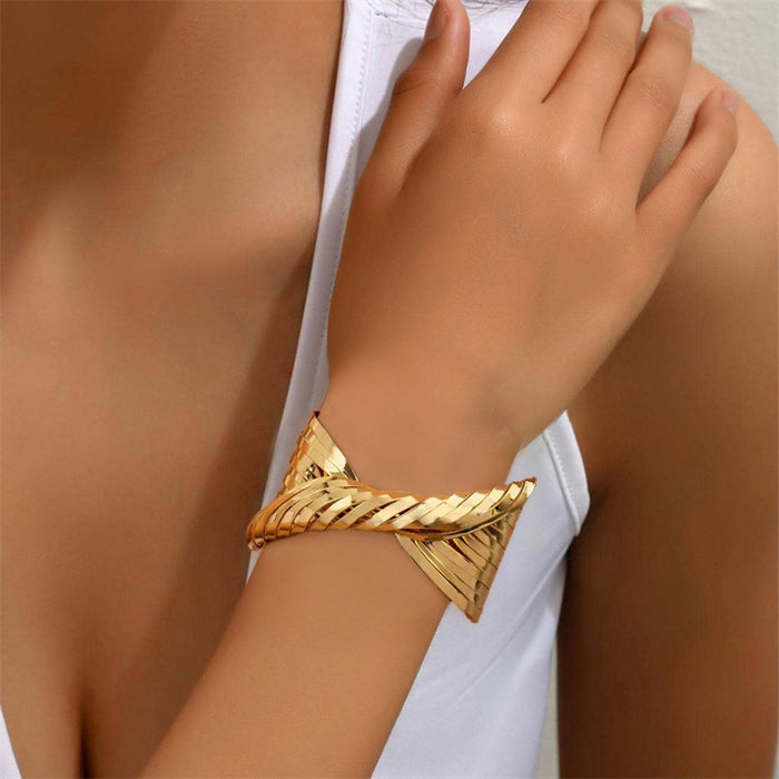 Wholesale cross smooth open bracelet plated imitation gold bracelet jewelry