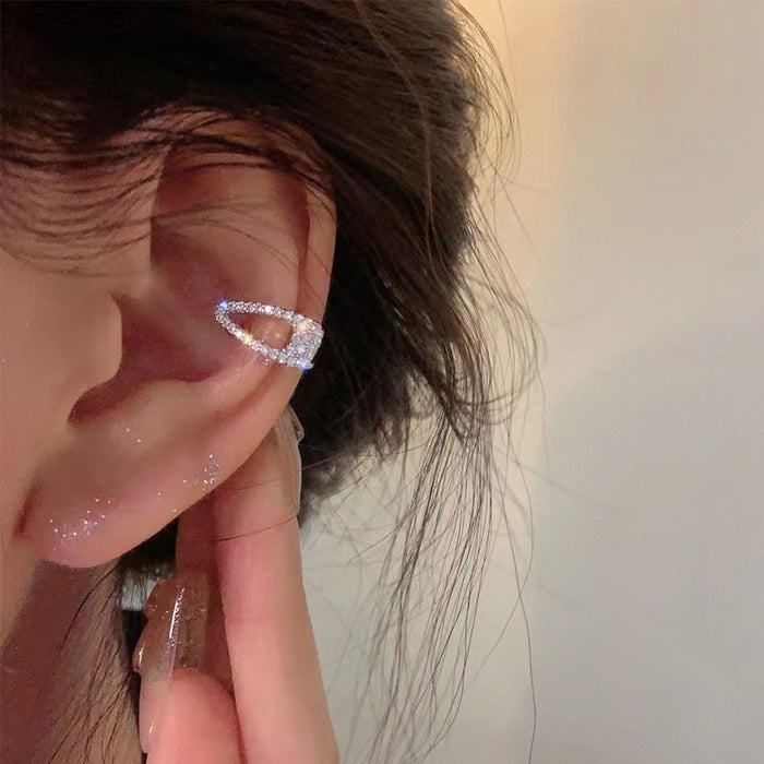 Wholesale Ear bone clip without ear hole, ear clip full of diamonds, high-end and niche design, earrings and earrings