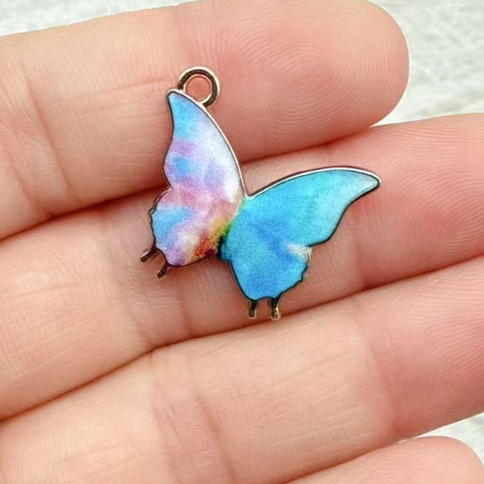Wholesale 10 PCS DIY alloy enamel colorful butterfly single pendant charm