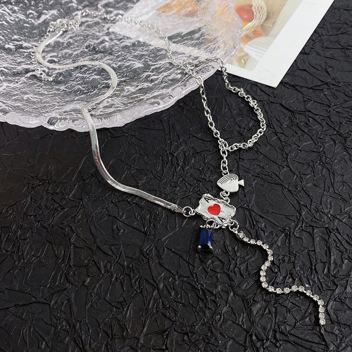 Wholesale Niche necklace design, patchwork necklace, versatile and high-end, tassel collarbone chain