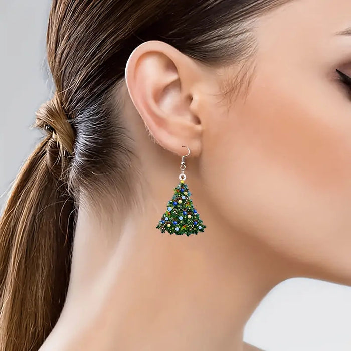 Wholesale Christmas Carnival Colorful Christmas Tree Acrylic Earrings