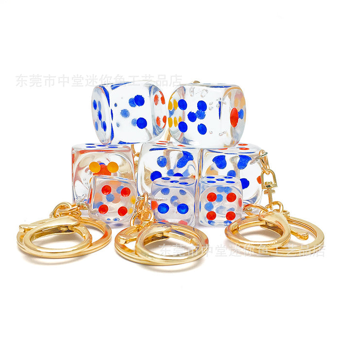 Wholesale Transparent Dice Keychain Crystal Creative Fashion Bag Car Key Dice Set Pendant