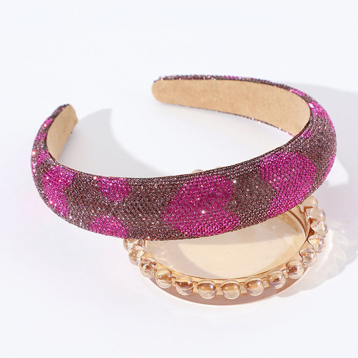 Wholesale Love heart rhinestone full diamond headband sponge high skull top female headband hair accessories