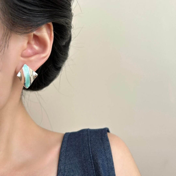 Wholesale Metallic Diamond-Shaped Oil Drop Earrings Irregular Earrings Earrings