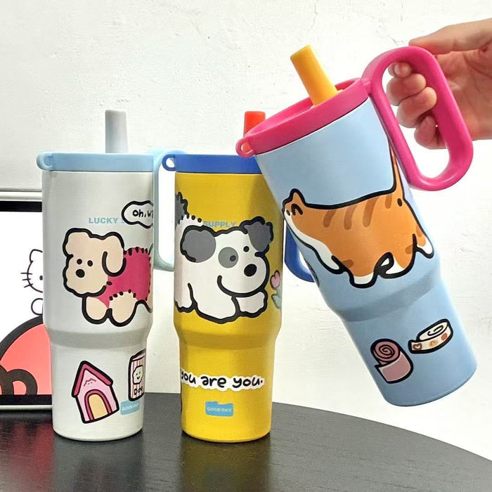 Wholesale Portable Stainless Steel Thermos for Students Drinking Straw Cup