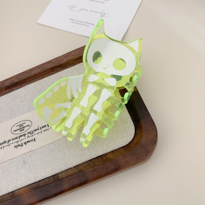 Wholesale Trendy  Cat Skull Acrylic Hair Claw Clip For Party Fashion Accessory