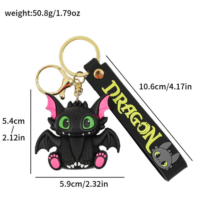 Wholesale Cartoon Black and White Little Flying Dragon Keychain Pendant Soft Plastic Cute Doll Accessories Luggage Pendant