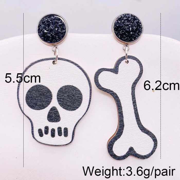 Wholesale  Earrings Pumpkin Skull  Web Wooden Earrings
