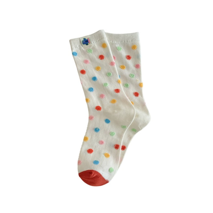 Wholesale Cute and stylish versatile mid length socks with colorful polka dots and long tube stacking socks