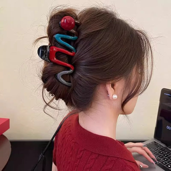 Wholesale Ankora Red Grab Clip Women's Hairclip  Temperament Large Shark Clip Autumn and Winter Back Head Clip Hair Disc Headwear