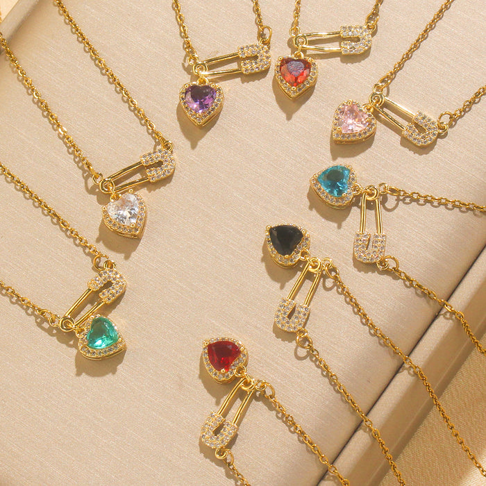 Wholesale Trendy Love Pin Necklace Titanium Steel Real Gold Plating Fashion Accessory