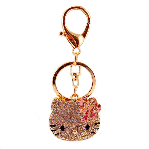Wholesale  creative cute diamond-embedded cartoon mirror keychain women's accessories pendant key chain