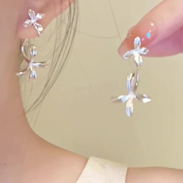 Wholesale Exaggerated Silver Long Metal Tassel Hoop Earrings